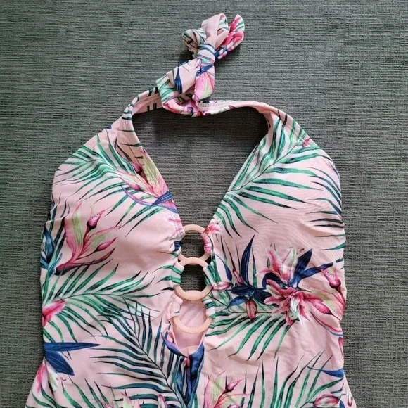 Profile by Gottex Tropical pink Women's One-Piece 3 ring floral Swimsuit size 12